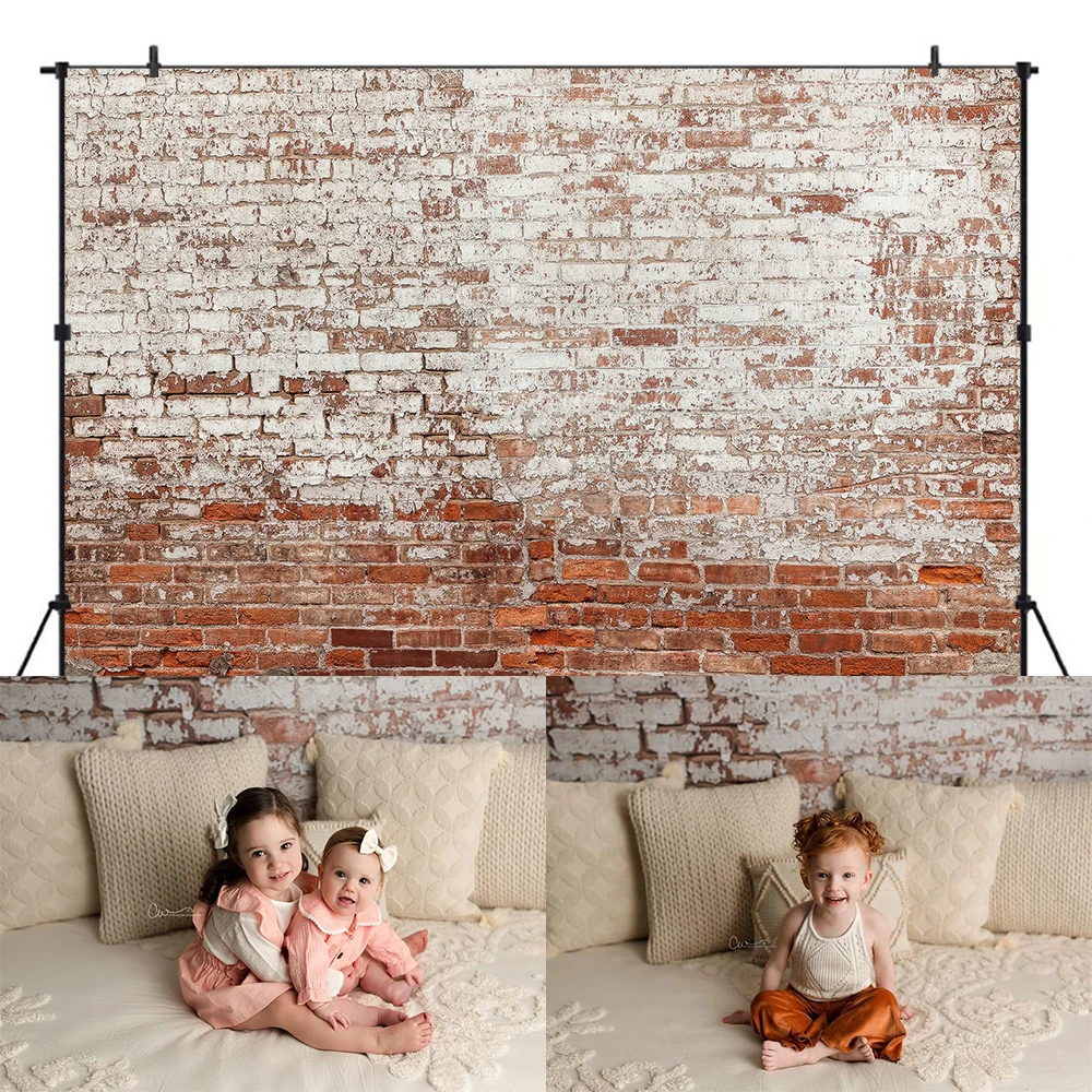 خلفية جدار من الطوب القديم للأطفال حديثي الولادة صورة التصوير راية الكبار الأسرة الفن صورة خلفية استوديو الدعائم #2