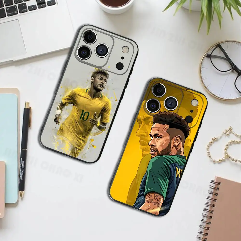 

Football N-Neymar-S Black Phone Case For IPhone 17 16 15 14 13 12 13 12 11 Pro Max Plus XS XR Silicone Soft Back Cover