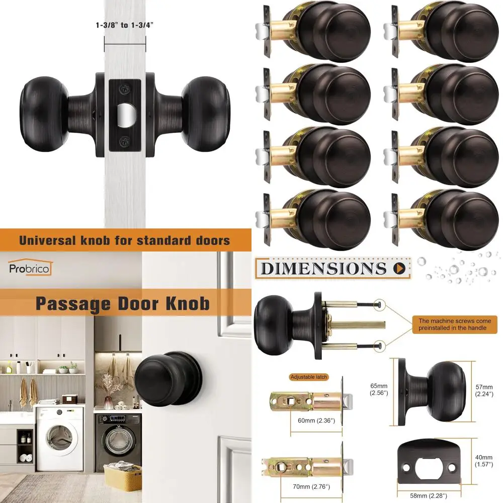 

8-Pack Oil Rubbed Bronze Interior & Hallway Door Knobs with Passage Set