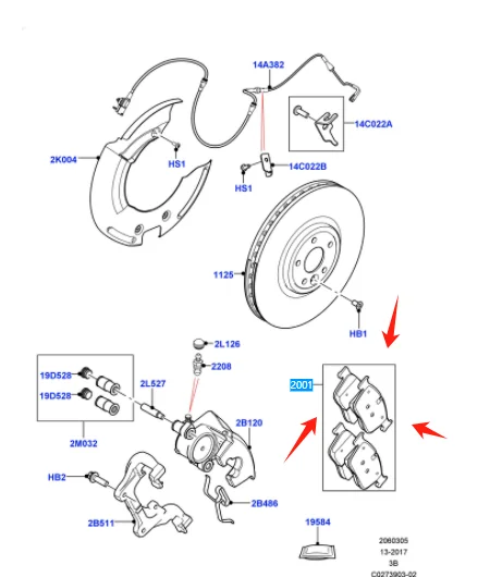 T4N13434 T4N9760 T2H53847 PREMIUM CERAMIC FRONT BRAKE PADS SIZE 17'' For JAGUAR XE XF F-PACE