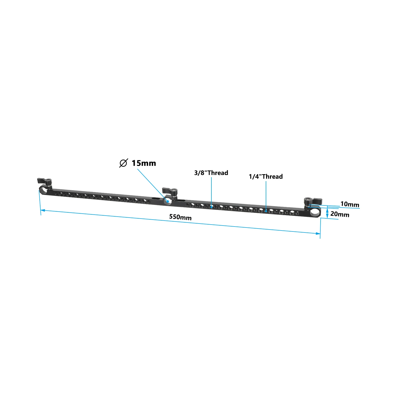 Barra per formaggi a croce CAMVATE con morsetto per asta da 15mm per telecamera Monitor Cage Rig asta di supporto lunga 21.7 \