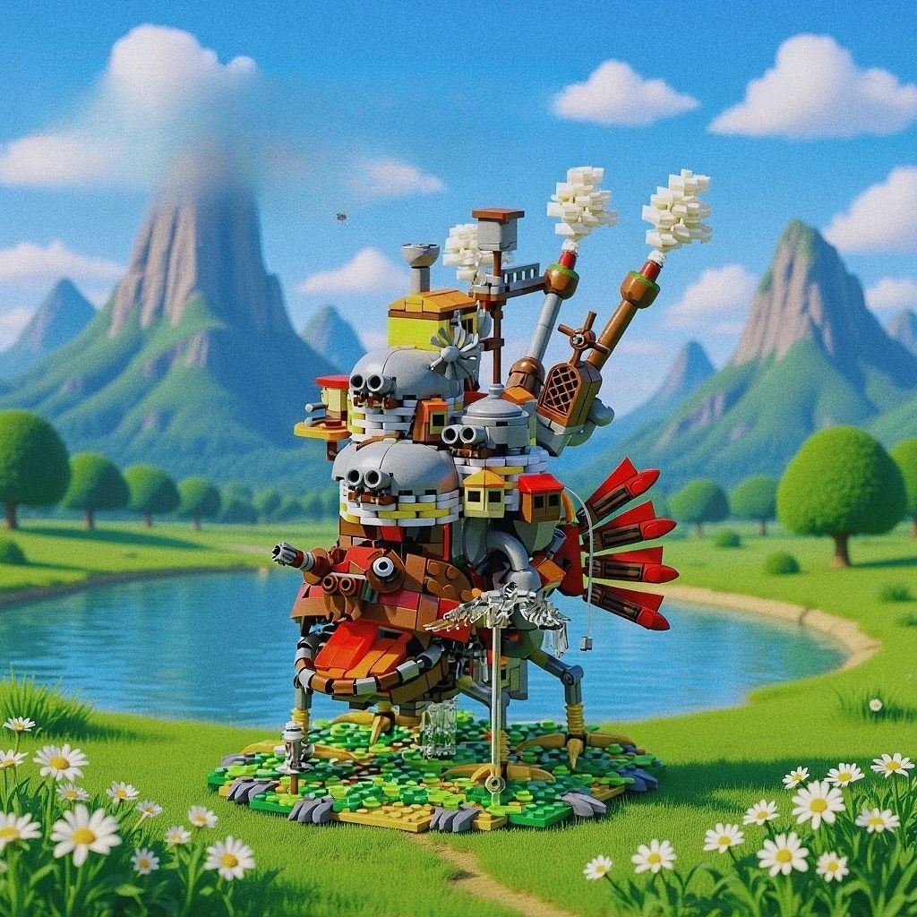 

Cross Border MOCAssembled Toys, Hayao Miyazaki's Mobile Castle Anime Model Ornaments Puzzle Toys Surrounding Ornaments