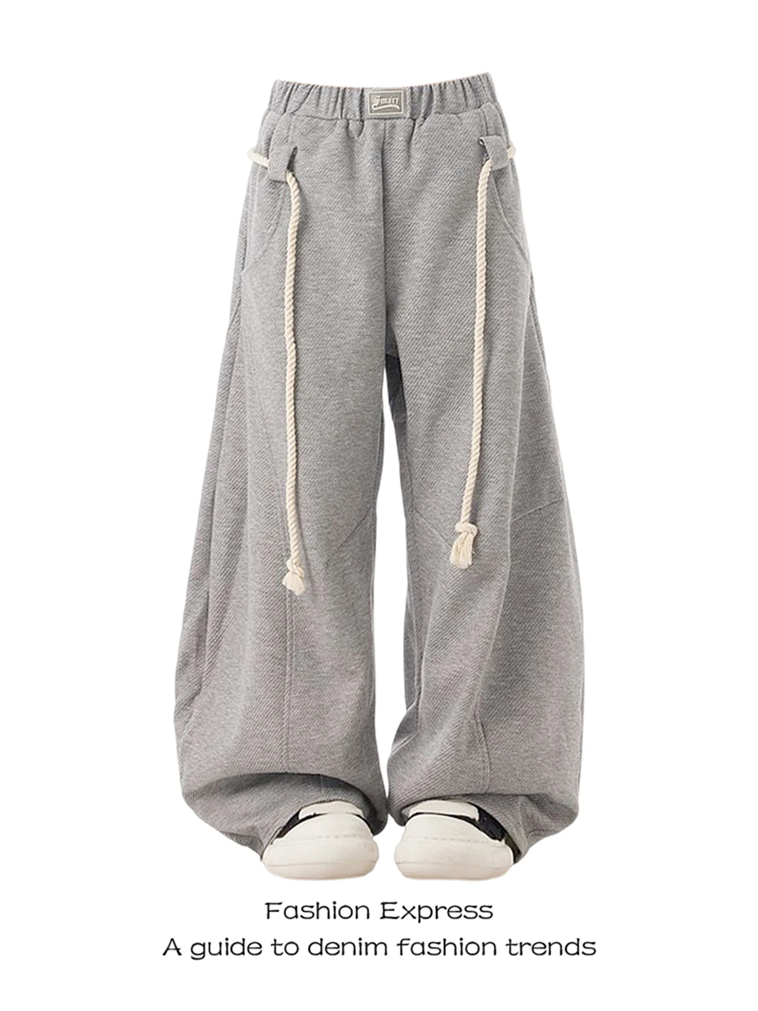 

Women's Y2K Baggy Sweatpants with Rope Drawstring Streetwear Loose Wide Leg Trousers Casual Hip Hop Fashion Pants