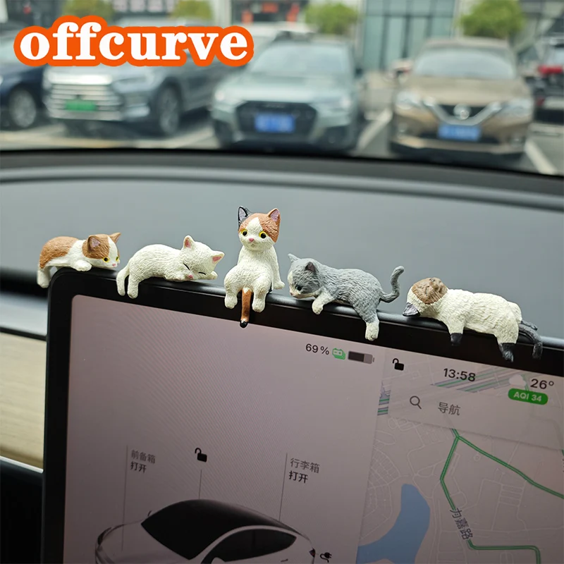 Kawaii DIY Edge Cat Miniature Ornaments Kitten Figurines Simulation Resin Cat Cartoon Cat Car Interior Accessories Model Gifts