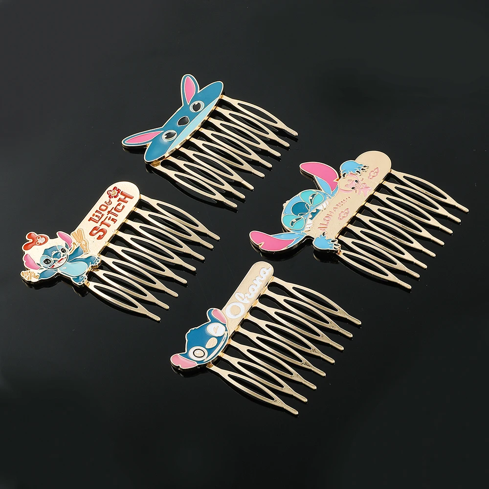 Disney Anime Lilo & Stitch Hair Comb Hair Pins Cute Cartoon Figure Stitch Enamel Hair Accessories Girl Fresh Fashion Headdress