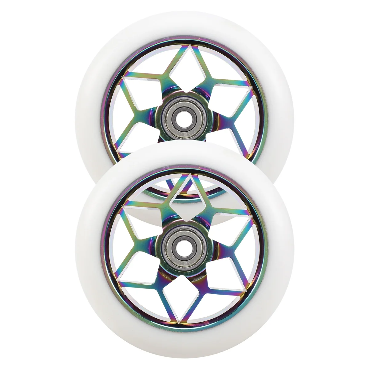 Roues colorées en PU pour voiture cascadeuse avec roulements, accessoires de scooter, optiques, blanc, 110mm, 2 pièces