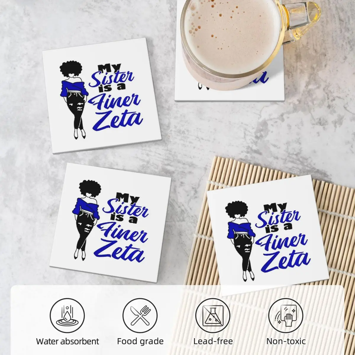 زيتا فاي بيتا نادي نسائي شعار كوستر السيراميك حصيرة مقاومة للحرارة الديكور الجدول أواني المطبخ طاولة طعام حصيرة القهوة حصيرة #3