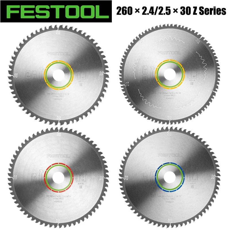 

Полотно для циркулярной пилы FESTOOL серии 260*2,4/2,5*30Z 494604 494605 494606 494607 Многоцелевой отрезной диск