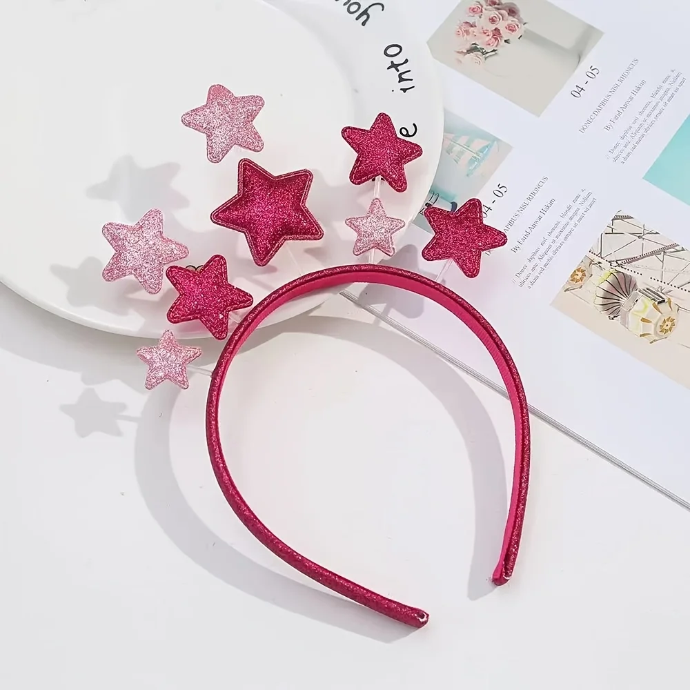 1 Stück niedliches sternförmiges Stirnband mit goldenem Glitzer-Finish – perfekt für Geburtstagsfeiern und Neujahrsdekorationen, festliches Accessoire – Detail 4
