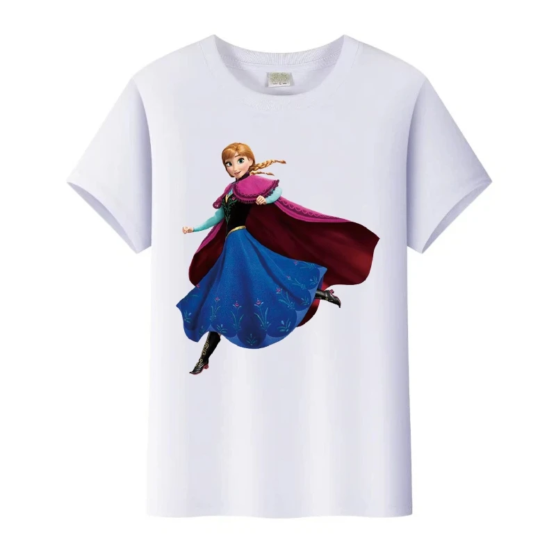 ريترو ديزني فروزن آنا إلسا الجرافيك تيز الصيف امرأة التي شيرت الأسرة البلوزات الأطفال س الرقبة تي شيرت الفتيات الملابس القوطية القمم