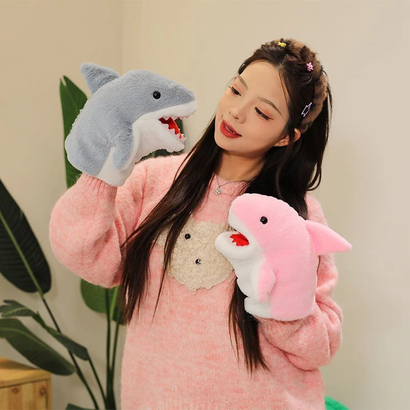 Niedliche Hai-Handpuppen mit Mundöffnung, Plüschtiere, Meeressuchtung, Tierpuppen für Kinder, Geburtstags- und Weihnachtsgeschenke