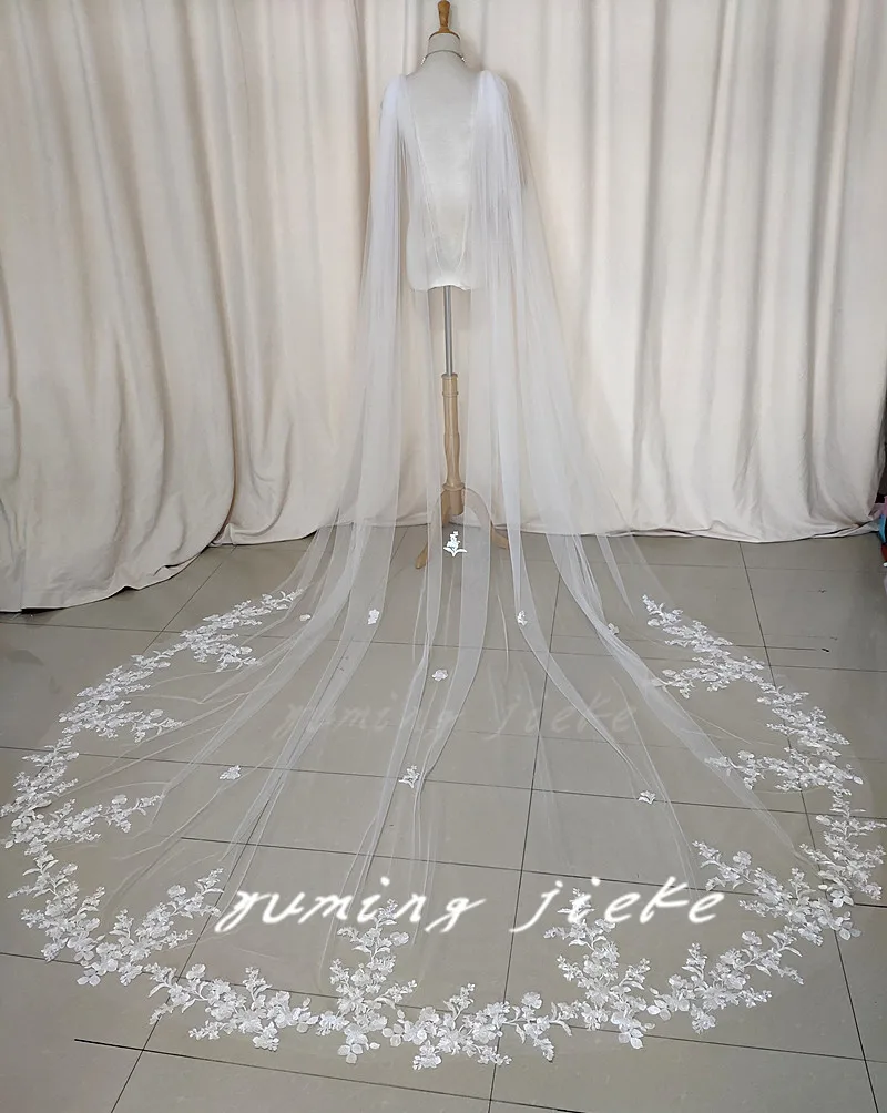 

3 Meters Wedding Cape Bridal Cloak Shoulder Veil Soft Cathedral Veil