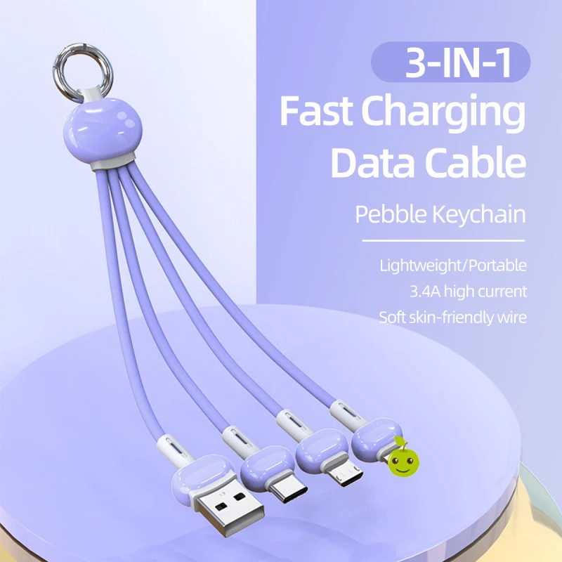 【Fast Delivery】15cm Portable 3 in 1 Short Cable Multi Cable keychain Fast Charging Cable for Micro USB/i/Type C Phone Cord 2A
