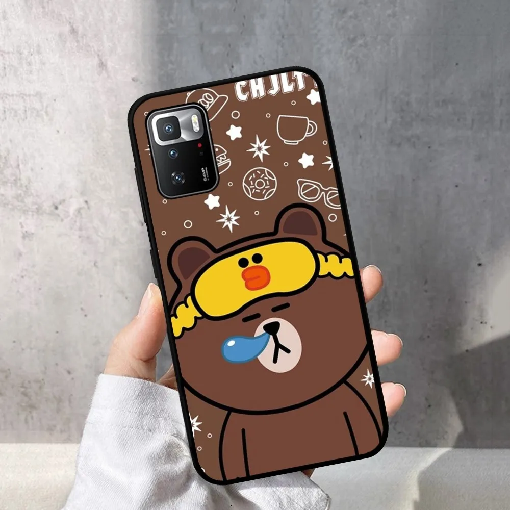 Korea Cute L-Line F-Friends B-Brown Phone Case For Redmi Note 4 X 5 A 6 7 8 T 9 9S 10 11 11S 11Epro Poco M3 pro