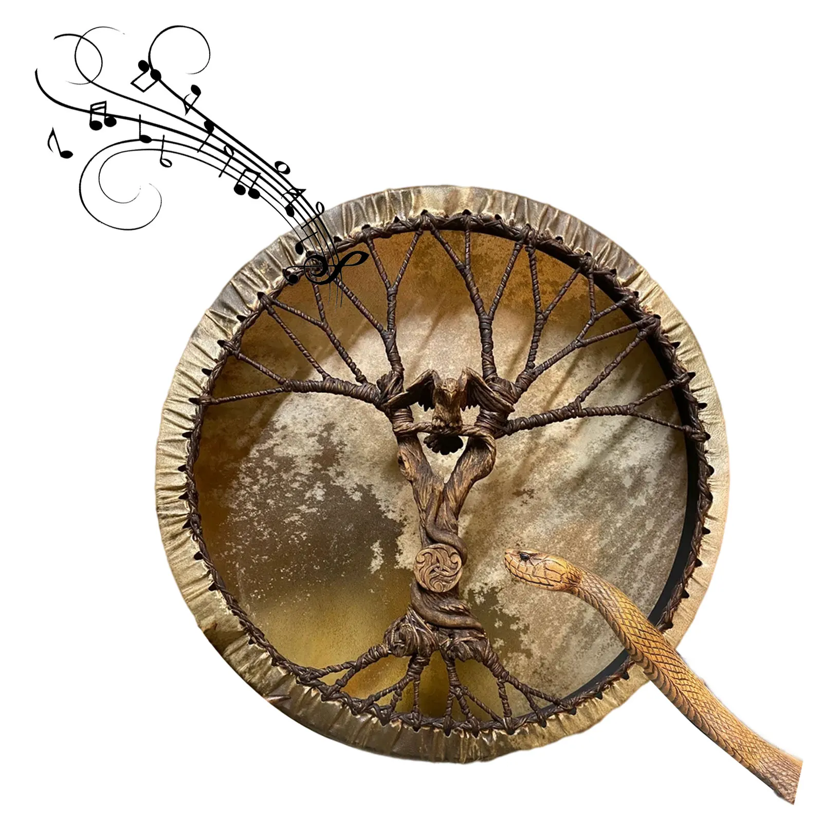 Handmade Shaman Drum Tree-of-Life Siberian Drum With Drum Stick Sound Healing Adult Drum Reflection And Meditation Home Decor