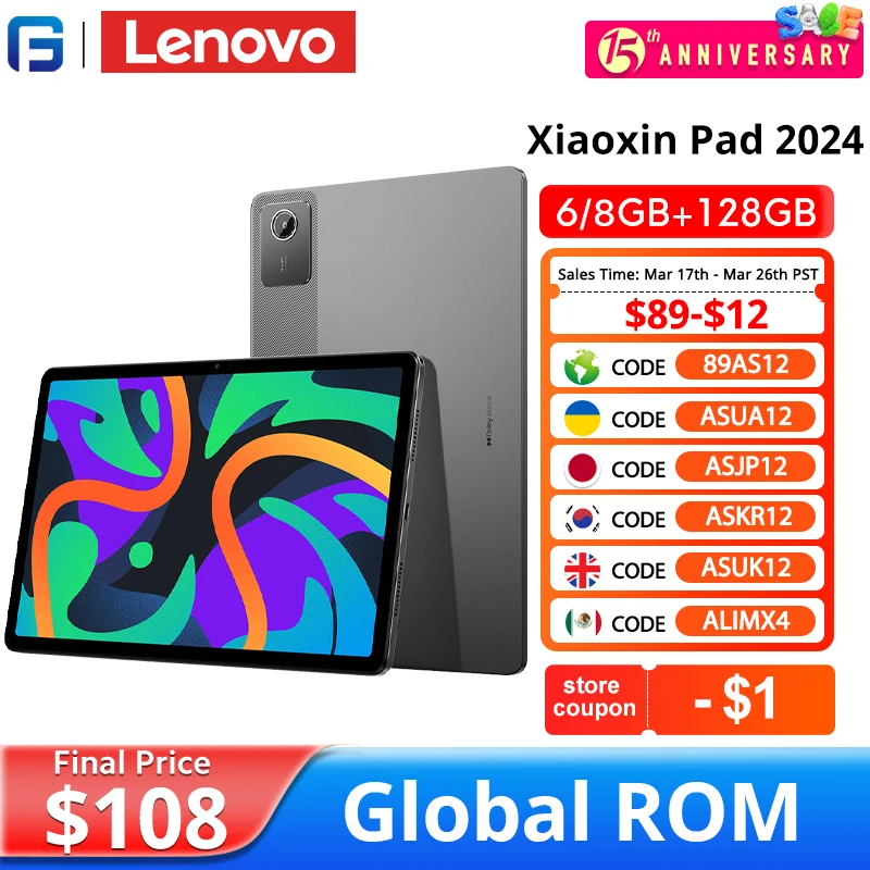 Global ROM Lenovo Xiaoxin Pad 2024 Tablet 6GB 128GB Qualcomm Snapdragon 685 Octa Core 11