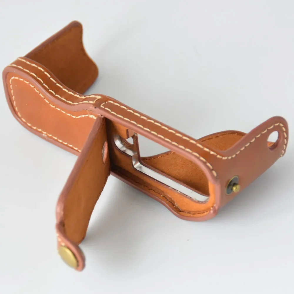 الرجعية بو الجلود حقيبة الكاميرا نصف حامي غطاء الجسم قاعدة قبضة لكانون G7X مارك 2 G7X II G7X2 البطارية المفتوحة