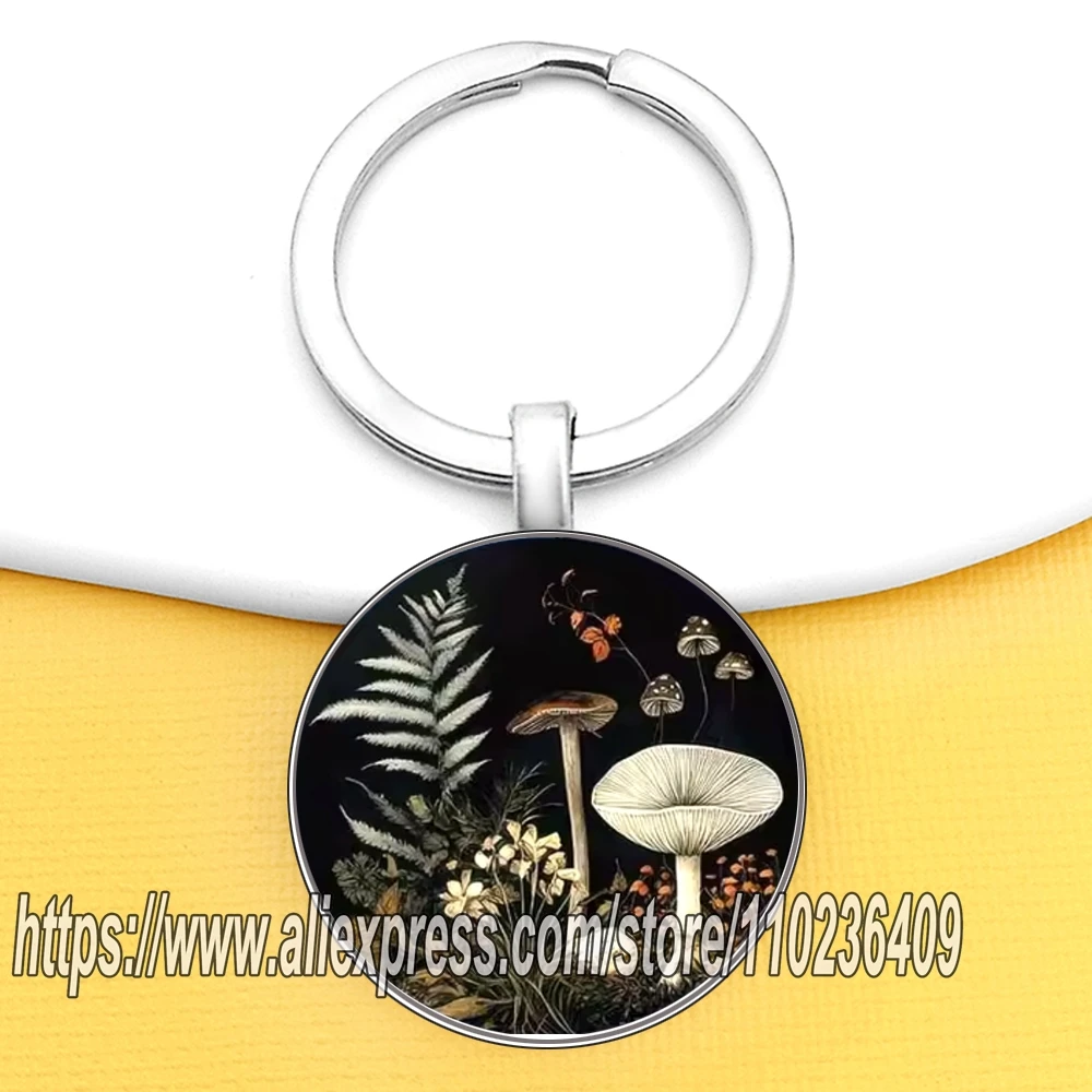 Beautiful Mushroom Keychains for Women Mysterious Forest Plants Keychain Gift for Friend Pendant for Key