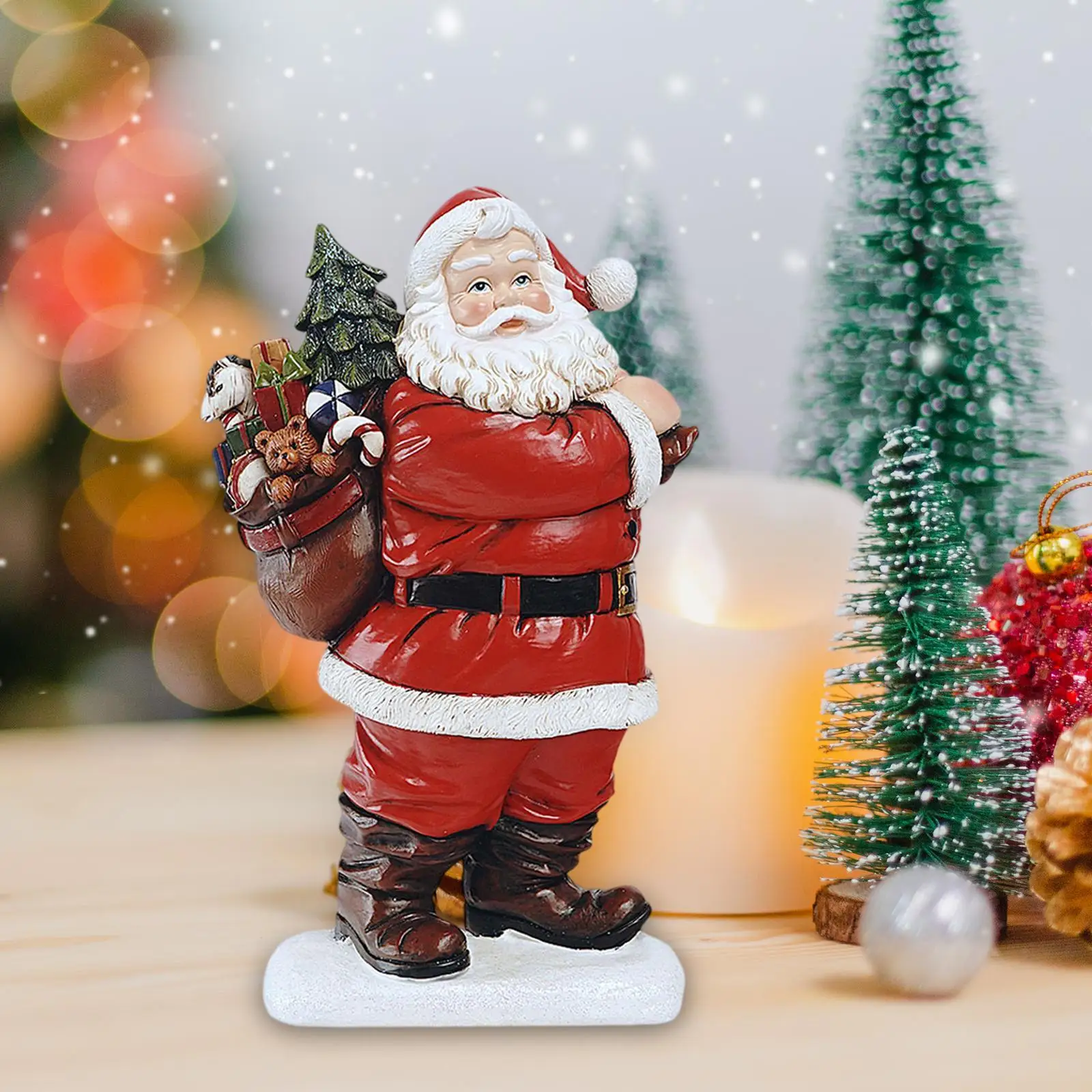 Santa Claus Figurine Resin Sculpture Decoration Collectible Gift Christmas