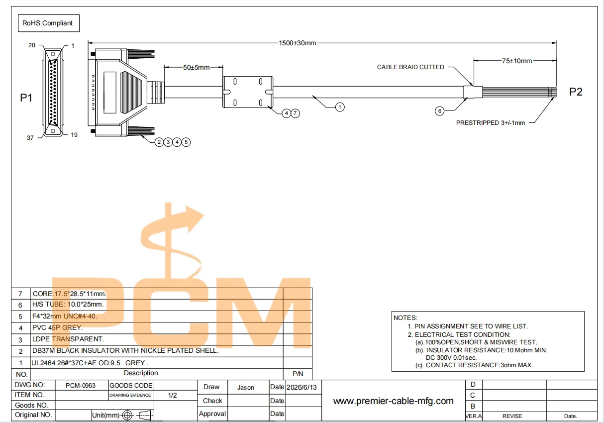 DB37 D-Sub 37-Pin Kabel mit offenem Ende für SPS-Industrieautomation I/O-Signalsteuerungssysteme – Detail 3