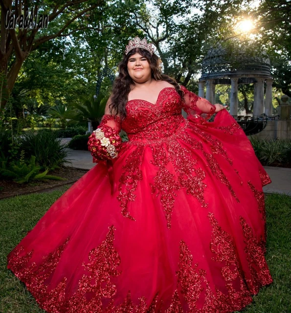 Cara Alan Plus Size Quinceanera Dresses With Detachable Sleeve Big Girls Prom Gowns Vestido De 15 Anos Girs 16 Birthday Wear AliExpress