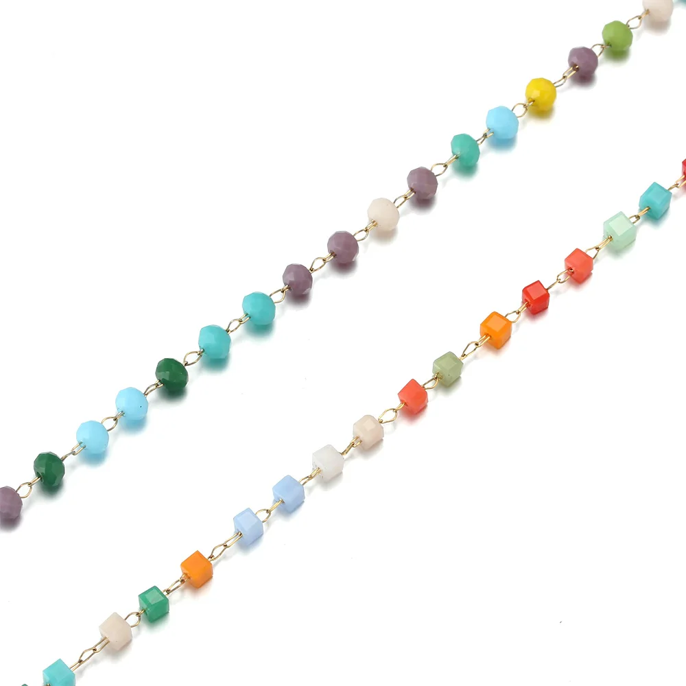 

1-2 Meter Stainless Steel Crystal Beads Chains For Jewelry Making Diy Bracelet Necklace Supplies Charm Handmade Accessories