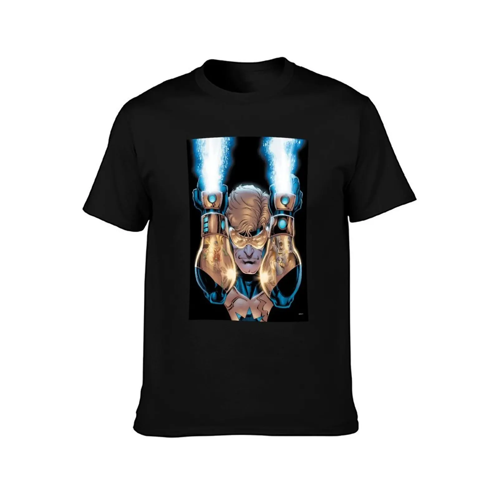 Booster Gold comic T-Shirt, Summer Casual Cotton Tee, Oversized Streetwear Tops, Vintage Graphic Print, Loose Fit Short Sleeve