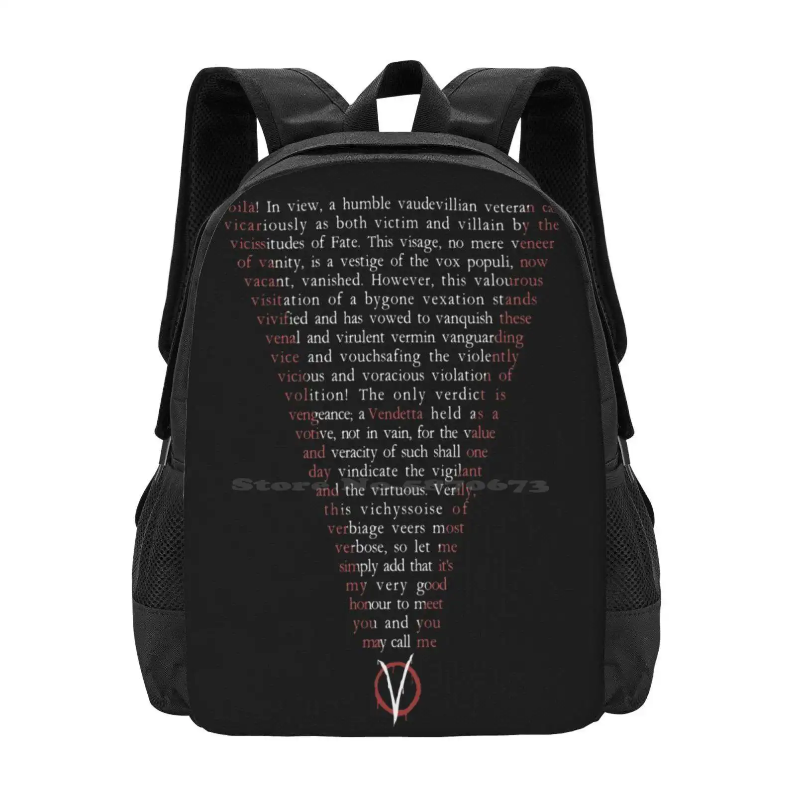 

V For Vendetta - Who Are You Hot Sale Schoolbag Backpack Fashion Bags Vendetta Revenge Villain Film Movie Quotes Quotation