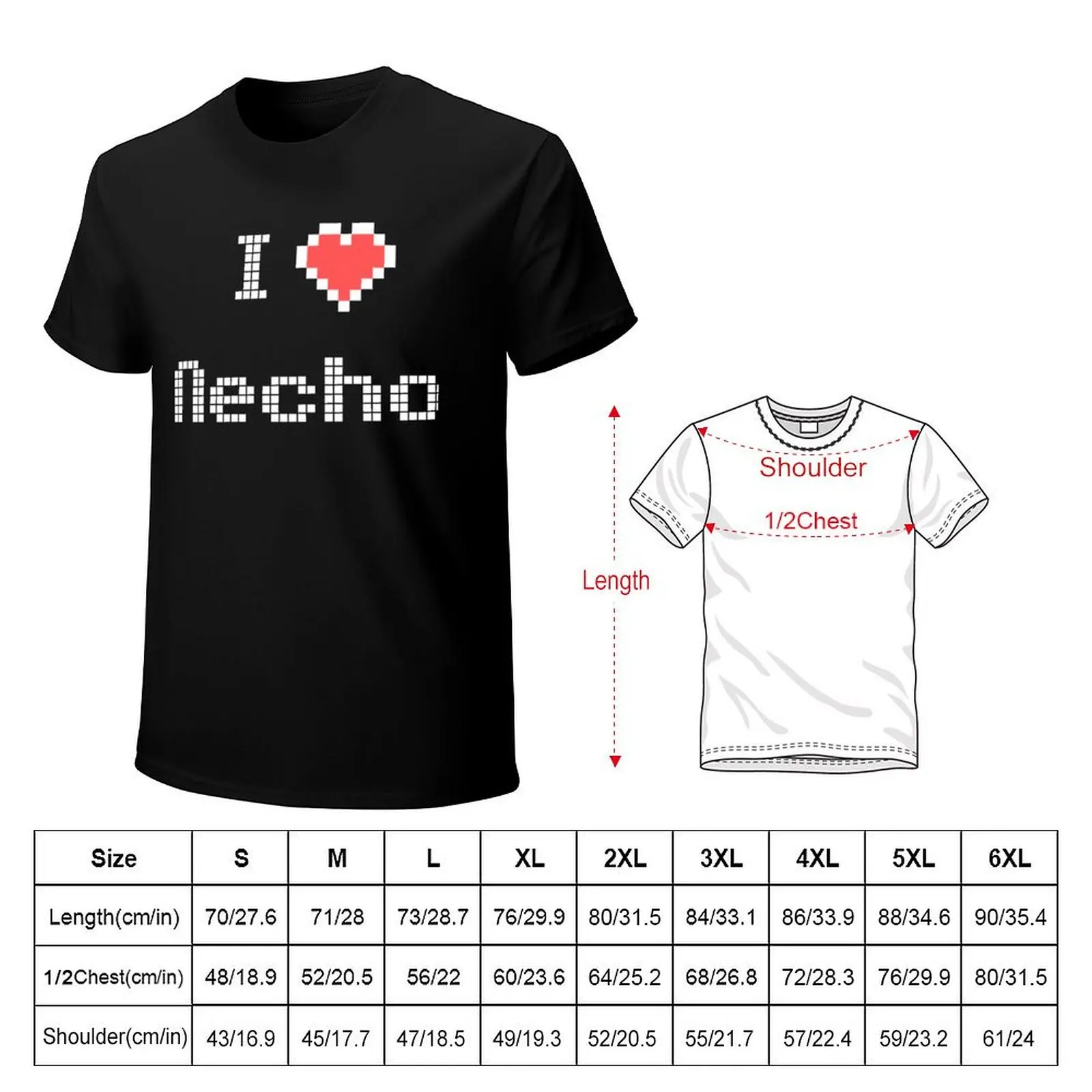 I love Necho pixel design T-Shirt Festival Party Tee Top