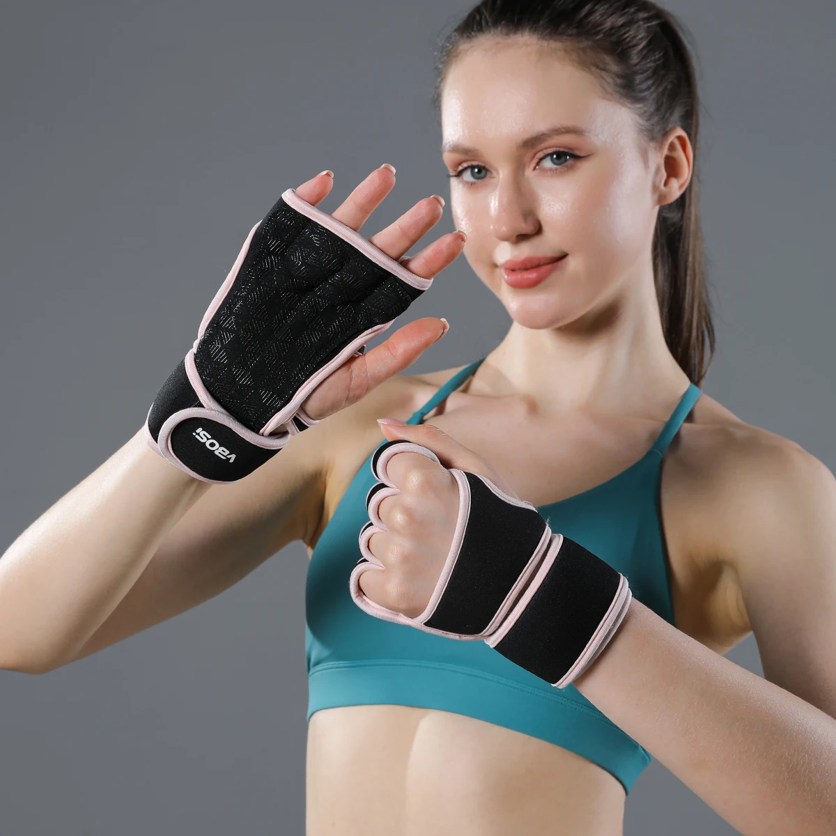 VBOSi Anti-Rutsch Verstellbare Trainingshandschuhe – Griffunterstützung für Gewichtheben, Powerlifting, Bodybuilding & Krafttraining