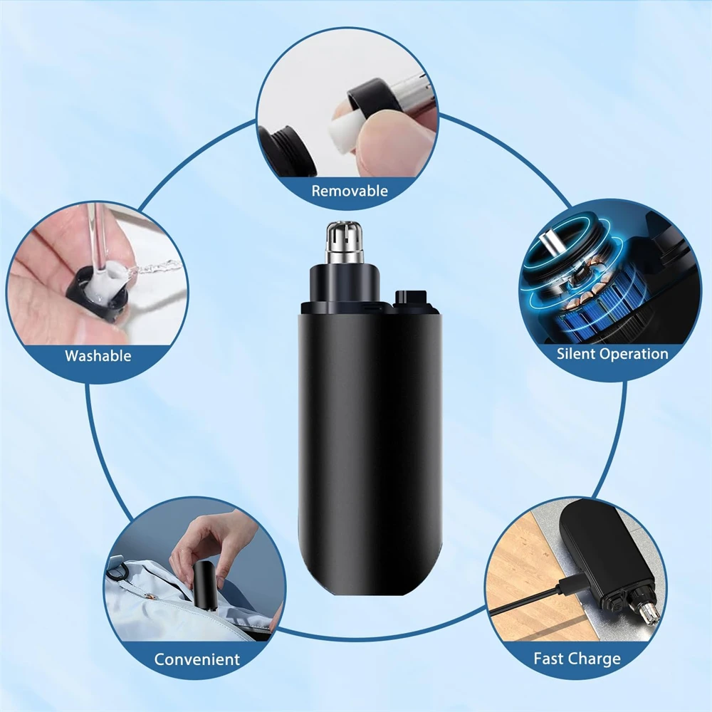 Rechargeable Nose Hair Trimmer Dual Edge Blades Shaver Clipper Portable Men Shaving Tool Nose Ear Hair Clean Trimer Face Care image 4
