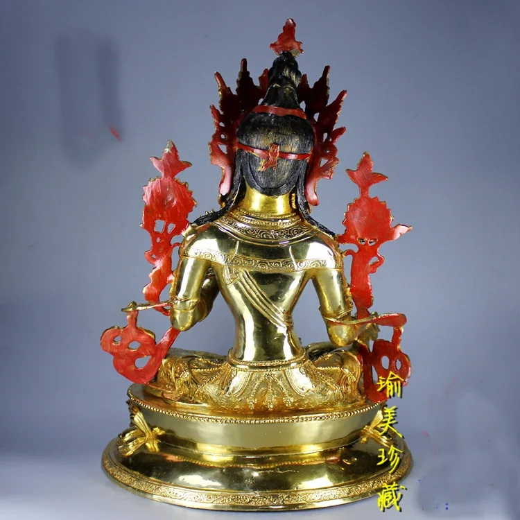 46CM huge large GOOD buddha Buddhist HOME Temple Nepal Tibet Buddhism gold gilding safe GOOD LUCK GREEN Tara buddha brass statue