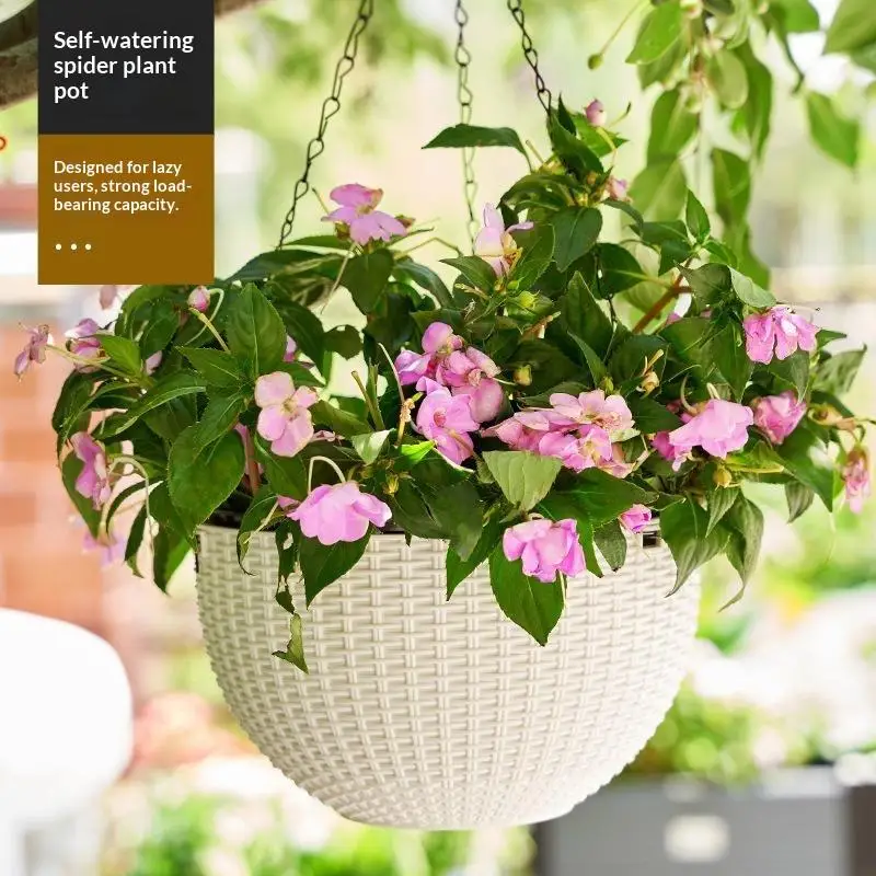 European Style Hanging Flower Pot 1 Set Honeycomb Pattern Imitation Rattan for Indoor Herb Garden Kitchen Window Decor