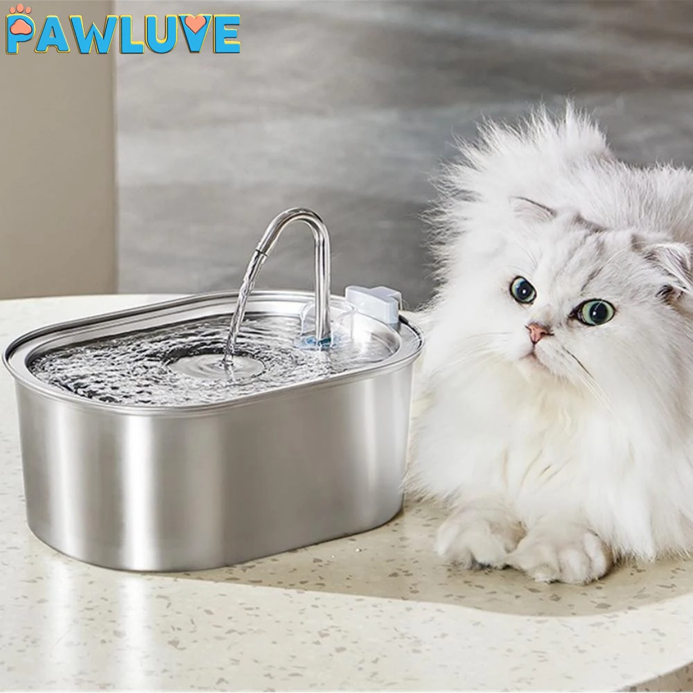 

Pet drinking fountain stainless steel cat water feeder 3.2L automatic water circulation runway water