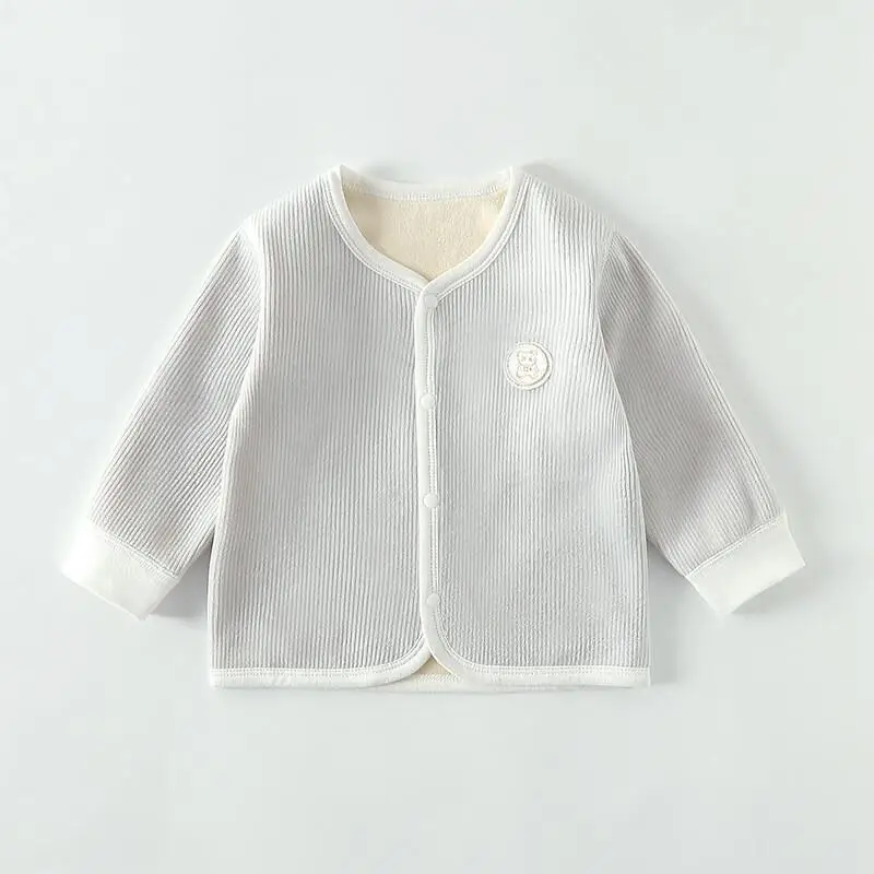 

Пижамные топы для новорожденных 2025 года, термобелье, одежда с хлопковой подкладкой для мальчиков и девочек, весенне-осенний флисовый кардиган, пижамный комплект