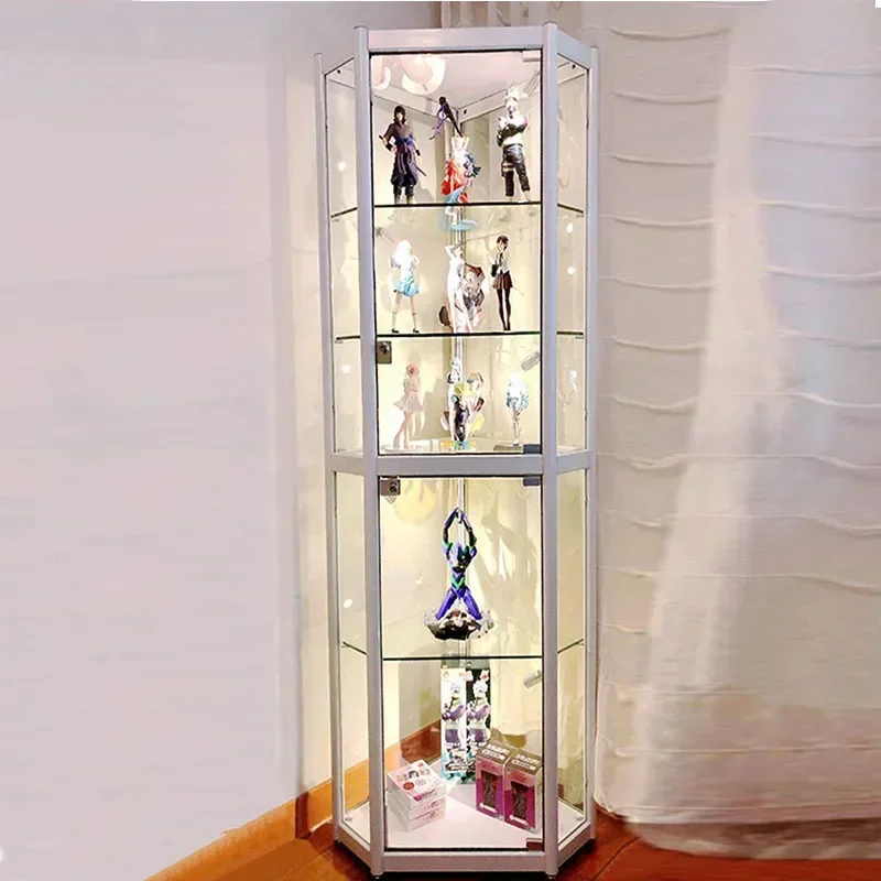 Corner glass display cabinet, triangular cabinet, handmade model display , clothing store shelf,LEGO Gundam glass