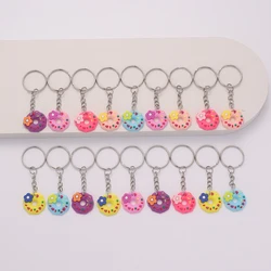 18pcs PVC Donut Keychain Cute Cartoon Doughnuts Pendant Key Ring purse Bag Backpack Accessories Birthday Party Gifts