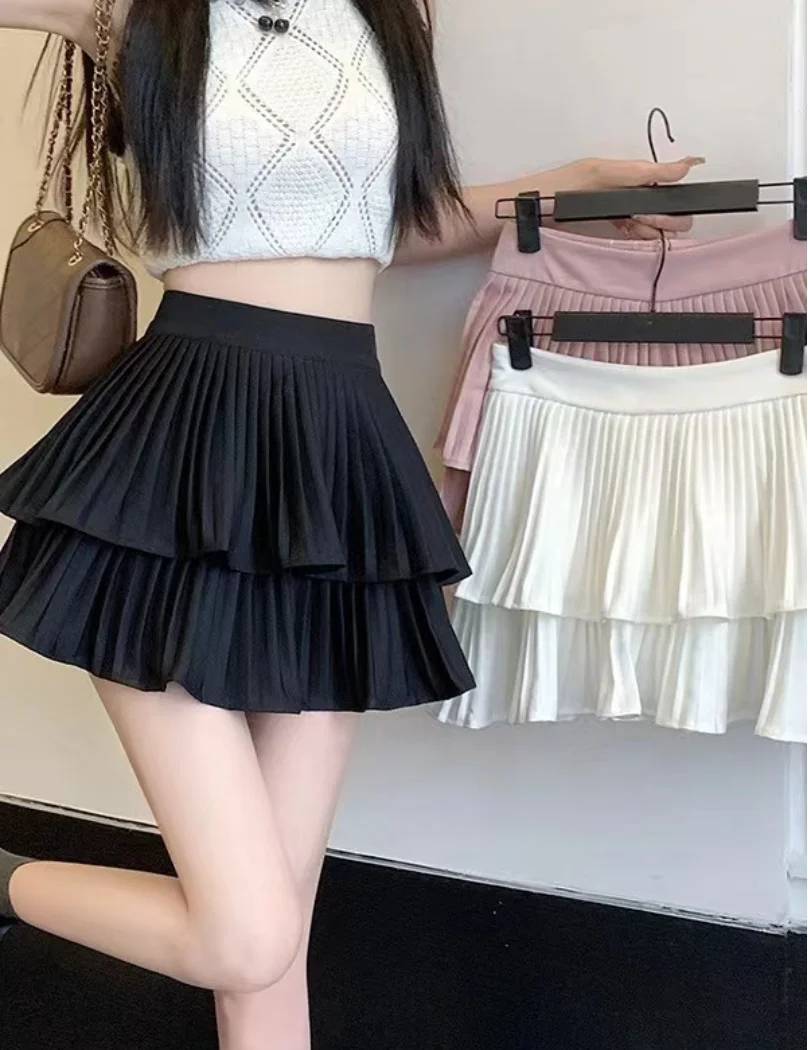 Mini saia branca Kawaii para mulheres, Harajuku, saias fofas, Lolita Estética Emo Alt 2024, moda coreana, roupas de streetwear