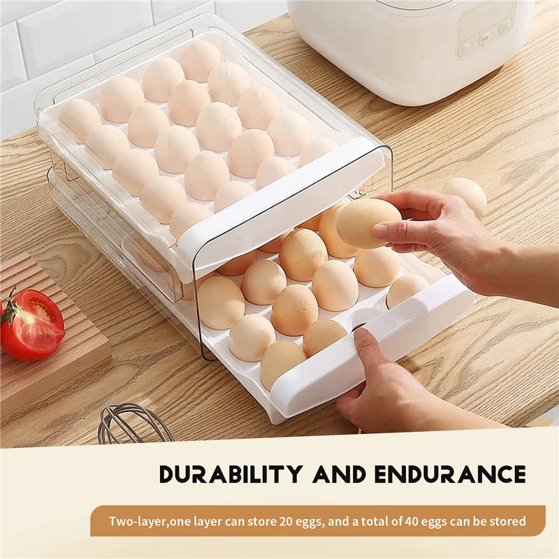 

Контейнер для яиц для холодильника, 40 сеток/2-слойный держатель для яиц для холодильника, ящик для яиц для холодильника, коробка для свежих яиц