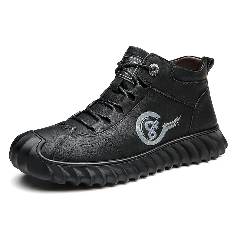 

Winter Warm Snow Boots for Men High Top Antiskid Fashion Casual Ankle Boots Man Solid Color Designer Leather Cotton Shoes Male