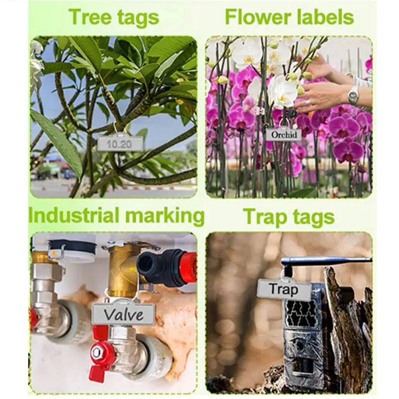 Aluminum Plants Labels Waterproof Garden Tree Tags With Metal Wires Double Sided Flower Labels For Growth Record Gardening Tools