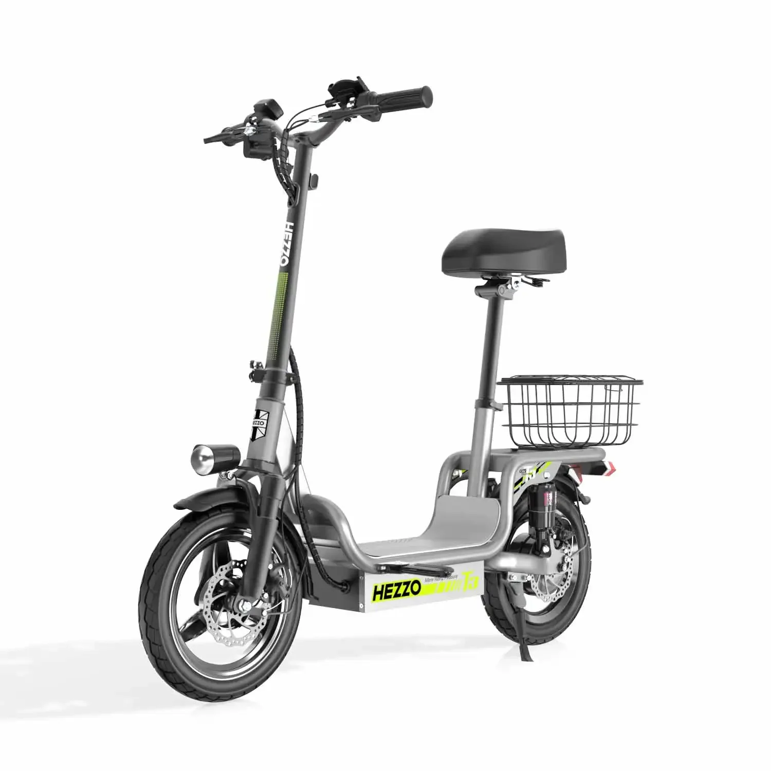 

HEZZO T3 Adult Electric Scooter with Seat 500W Motor 48V15AH Folding Escooter 14 Inch Tire City Highway E-scooter