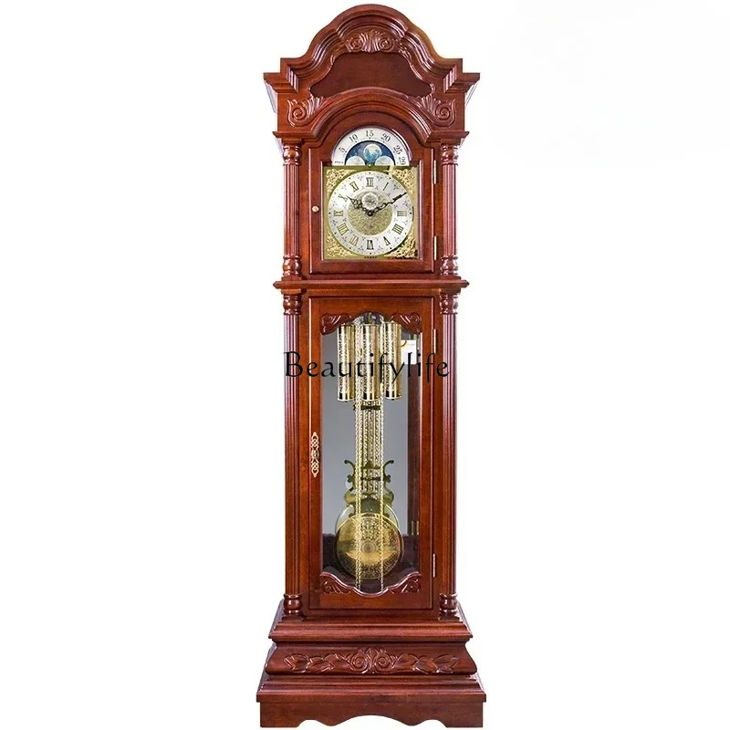 

The Grandfather Clock High-Grade Solid Wood Clock European Living Room Standing Grandfather Clock Mechanical Hermle Movement