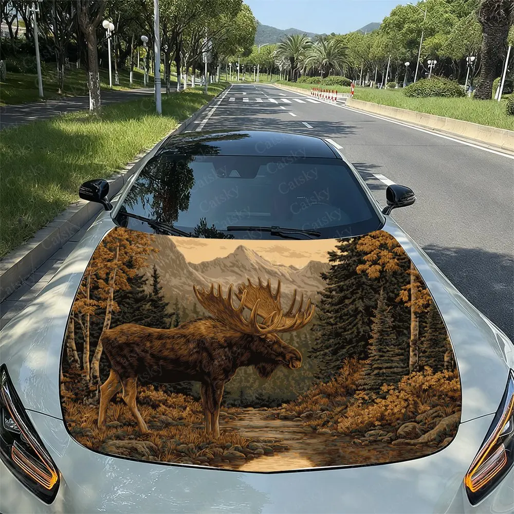 Camel In The Autumn Forest Car Hood Decal Sticker - Durable Vinyl Wrap, Splash-Resistant & Easy Removal, Fit For All Cars - Auto
