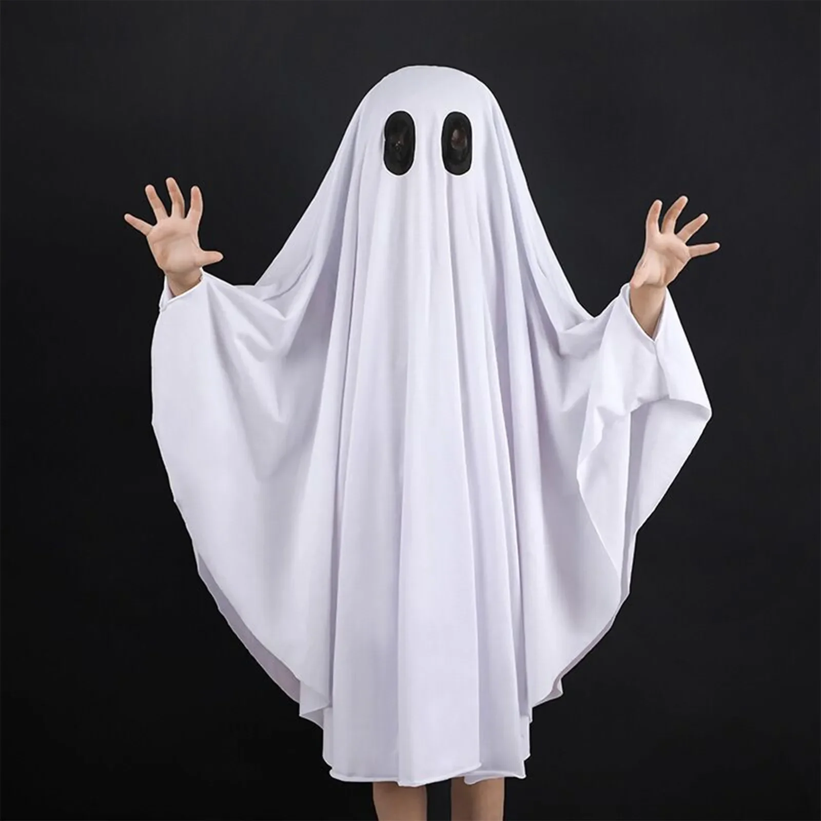 Disfraz de fantasma de Halloween para niños y adultos, capa de fantasma, vestido divertido para vacaciones, disfraz de decoración de Halloween