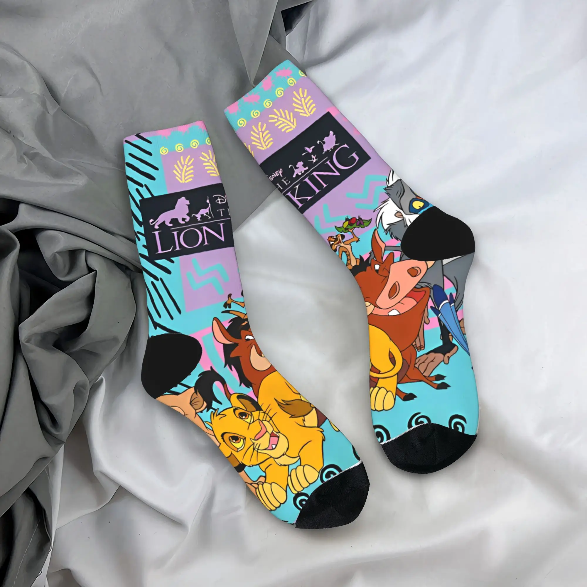 Lion King Simba Nala Timon Pumbaa Zazu Rafiki  Stockings Men Socks Soft Vintage Socks Spring Climbing Slip Graphic Socks Gift