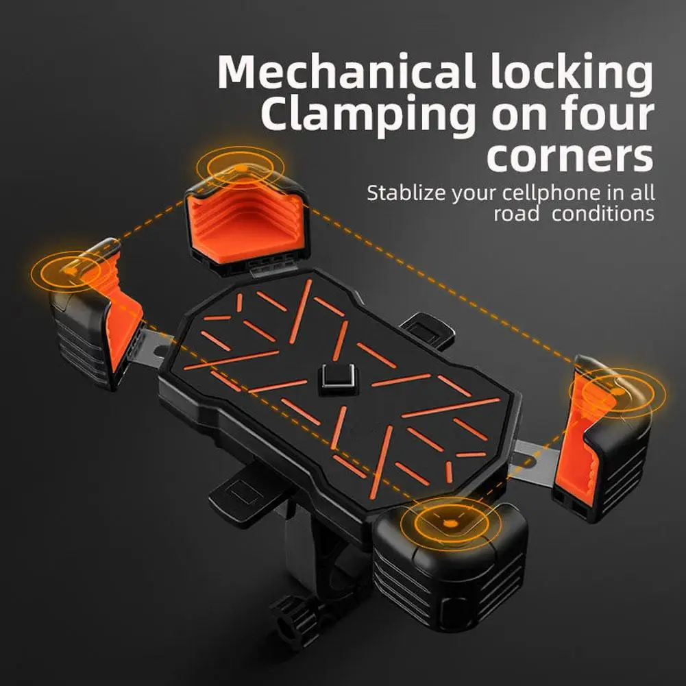 دراجة الهاتف جبل 4 الزاوية لقط حامل هاتف للدراجات النارية دراجة كهربائية بيد واحدة عملية المضادة للاهتزاز حامل هاتف #4