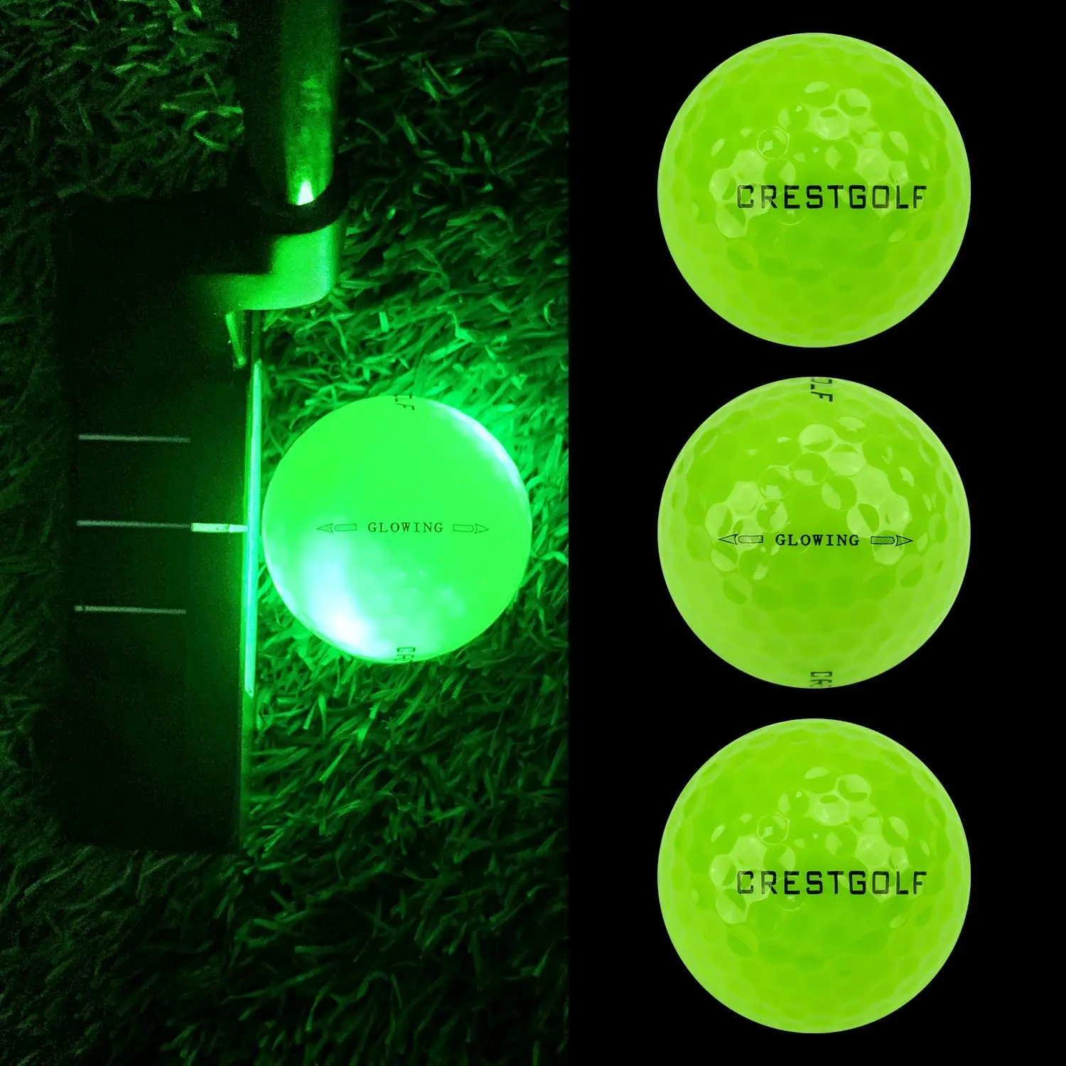 CRESTGOLF-pelotas de Golf Led con 4 luces para entrenamiento nocturno, Material de alta dureza para práctica de Golf, 4 unidades por paquete