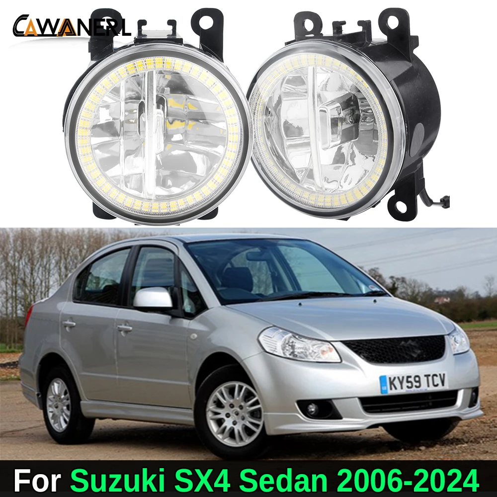 

2 X Car H11 Front LED Angel Eye Fog Light Daylight For Suzuki SX4 Sedan 2006-2024 30W Fog Daytime Running Lamp Accessories