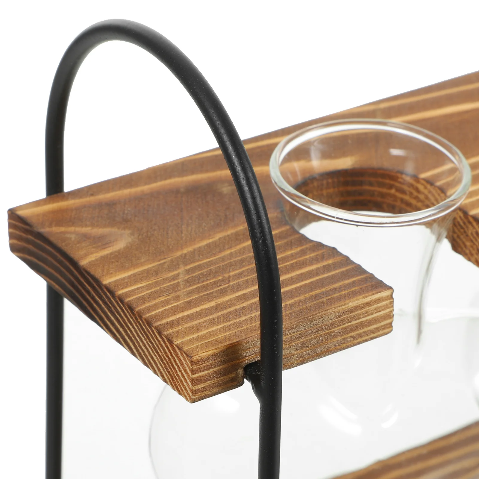 

1 set 1 Set Glass Hydroponic Plant Vase Terrarium With Wooden Stand For Desktop Home Decor Indoor Plants Holder Table